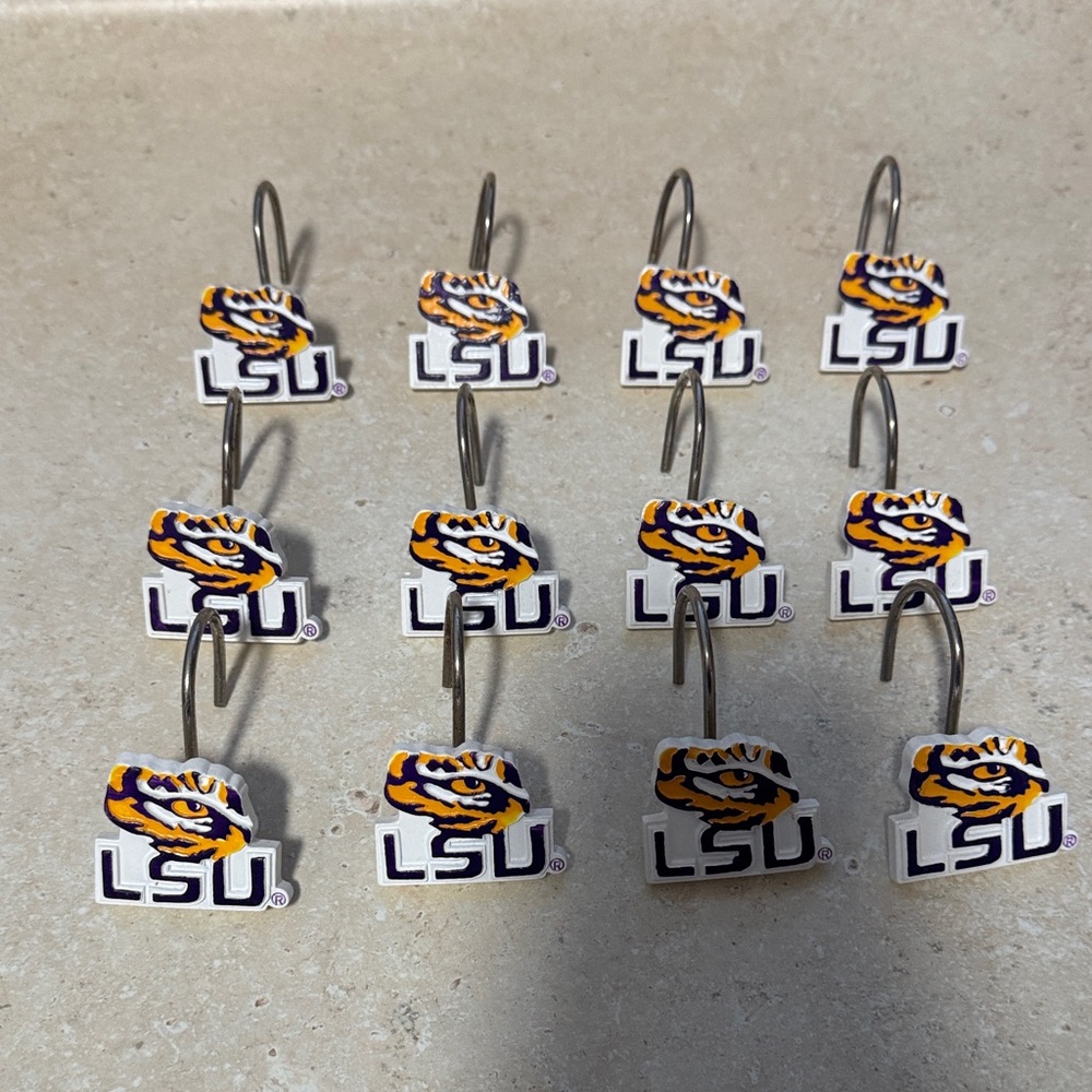 12 LSU Tiger Shower Curtain Hooks